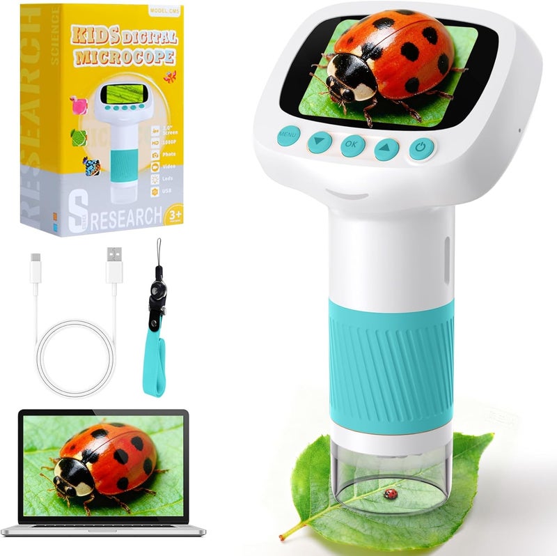 Cobest Microscope for Kids Over 3 Years Old, 1000X Portable Handheld Microscopes, Pocket Mini Microscope for Boys Educational Science Toys, Christmas Birthday Gifts for Boys Girls - Image 1
